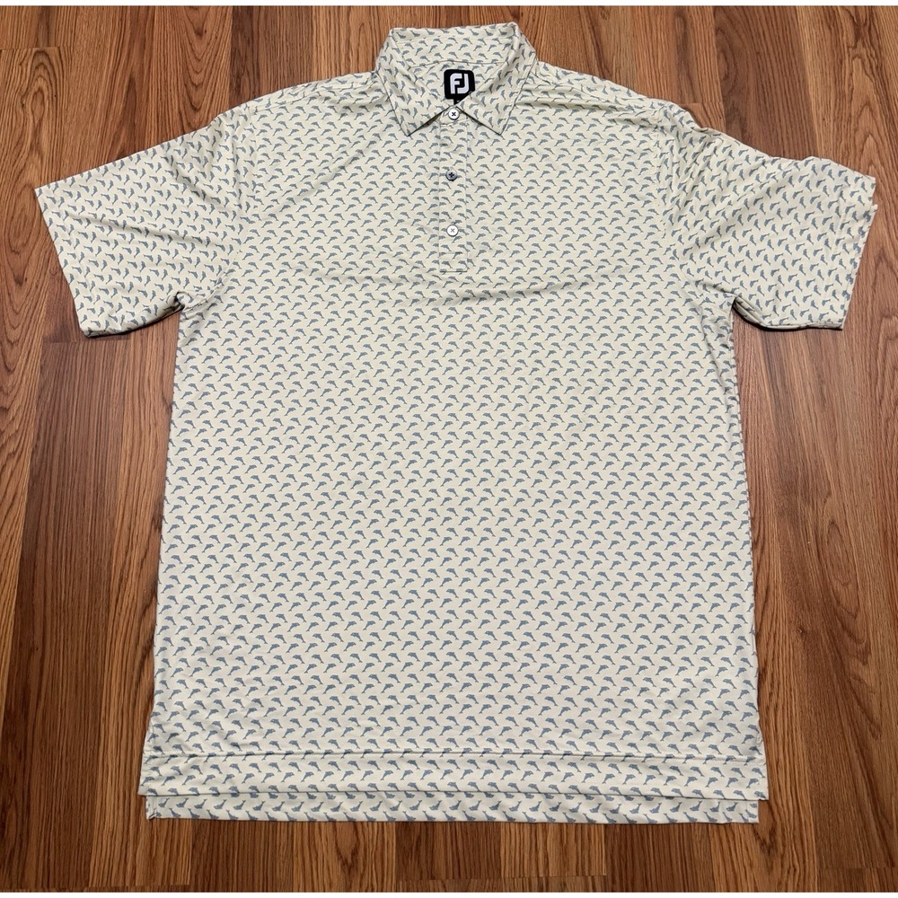 FootJoy Golf Polo Shirt Mens Large Breton Bay Country Club Dolphin Print